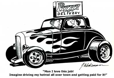 Pizza delivery - Hotrod Cartoon